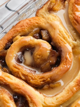 a Cinnamon Roll with Apple Filling