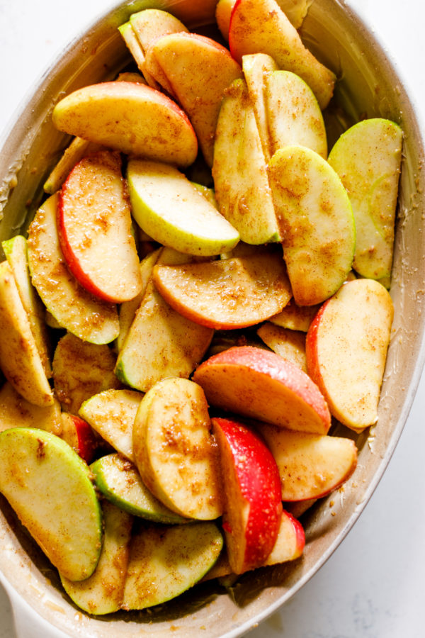 a mixture of apple slices and brown sugar