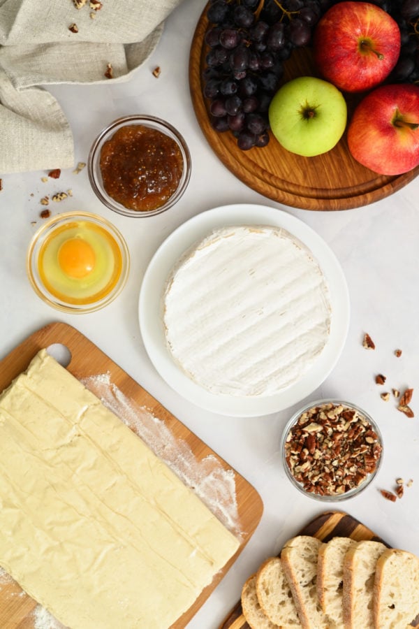 ingredients to make Baked Brie with Fig Jam