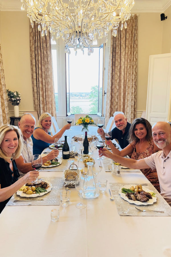 cheers to dinner in the Château de Valcreuse in France