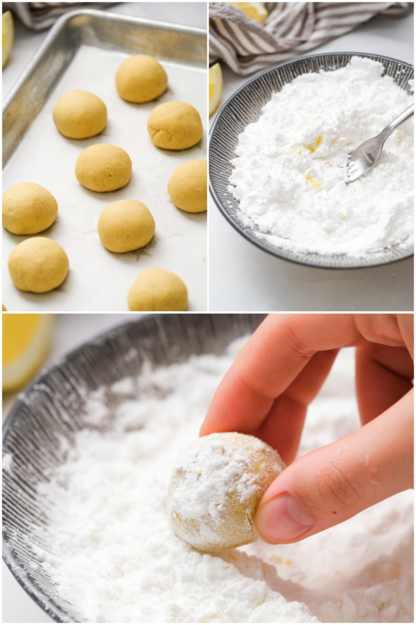 rolling cookies in sugar