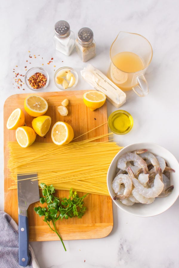 ingredients for Shrimp Scampi with Angel Hair Pasta
