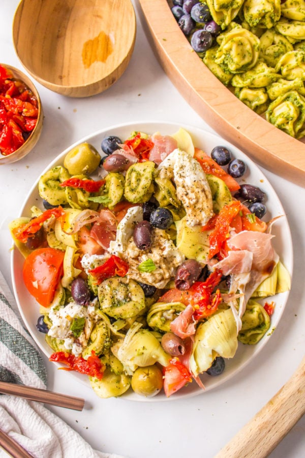 Tuscan Tortellini Salad with blueberries