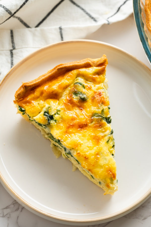 a slice of spinach quiche