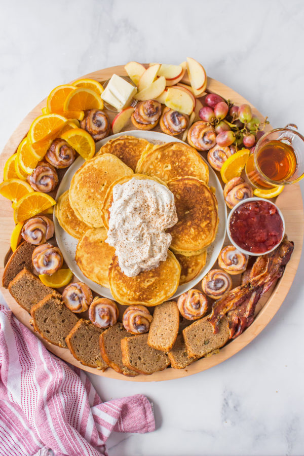 Eggnog pancakes board