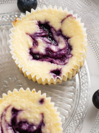 baked mini cheesecake with blueberries