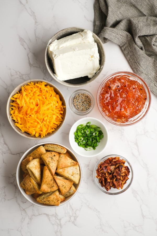 ingredients to make a Cream Cheese Pepper Jelly Dips