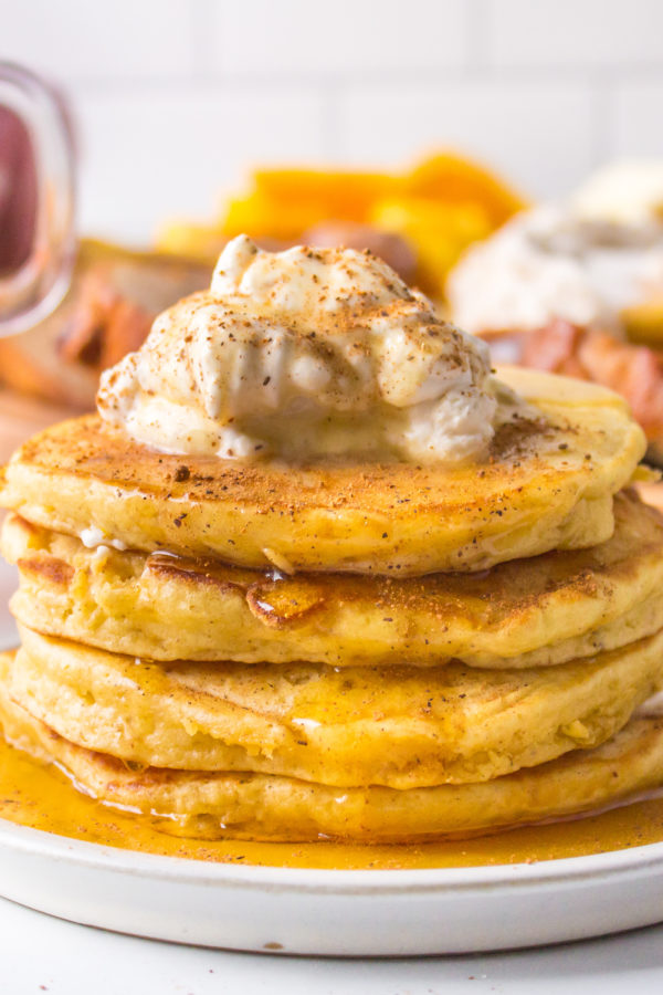 eggnog pancake stack