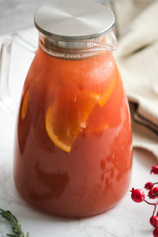 a cold pitcher of breakfast punch