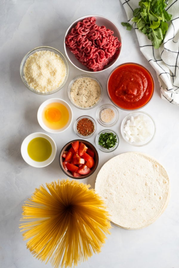 ingredients to make Spaghetti Tacos