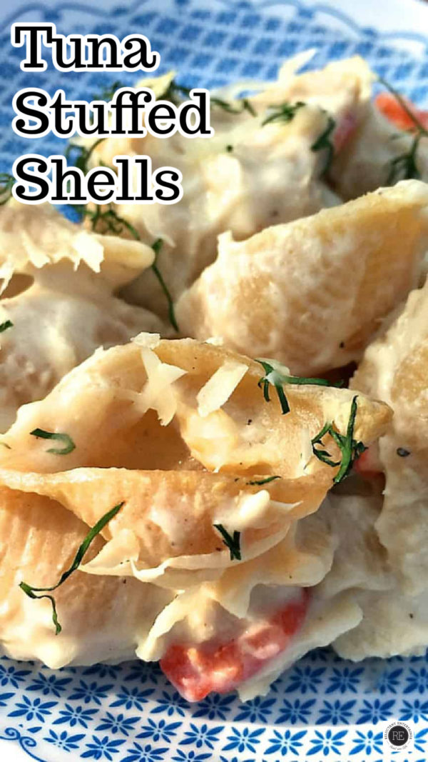 tuna stuffed cheesy shells