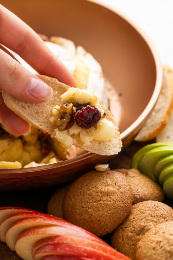 bite of brie with cranberries