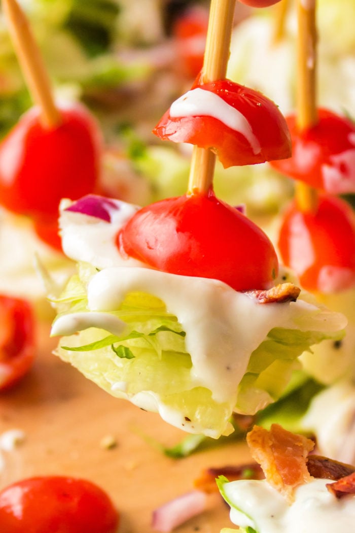 wedge salad with skewer