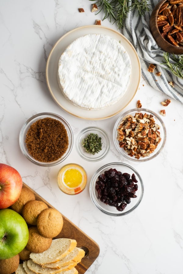 ingredients to make Brown Sugar Baked Brie with Pecans