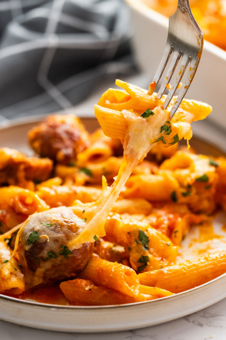 View of Dump and Bake Meatball Casserole - Reluctant Entertainer