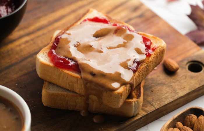 bread with almond butter and jam