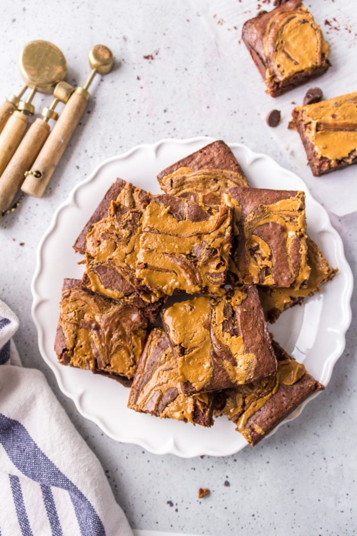 plate of Cookie Butter Brownies