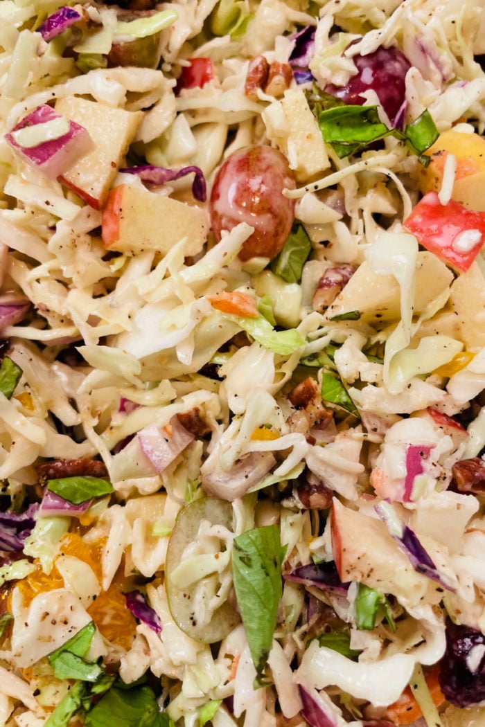 slaw with apples, grapes, and cranberries