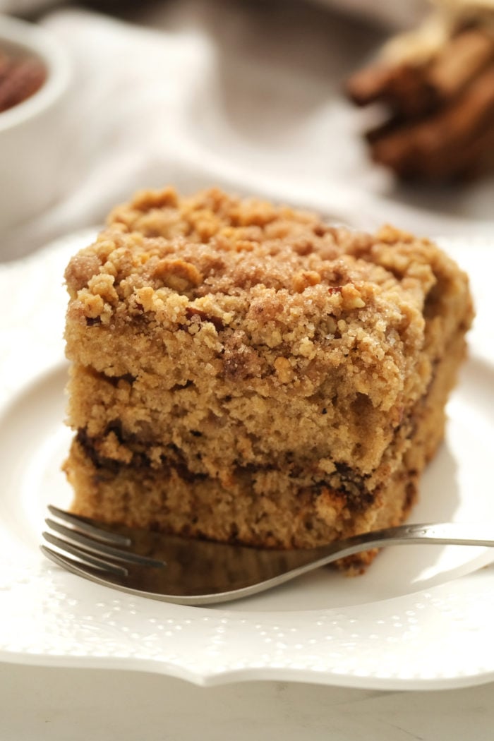 a thick piece of Applesauce Coffee Cake