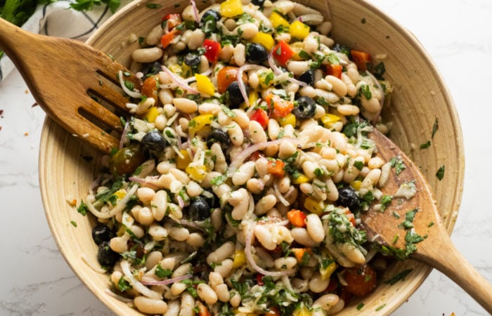 large bowl of white bean salads