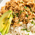 avocado with bowl of chicken rice