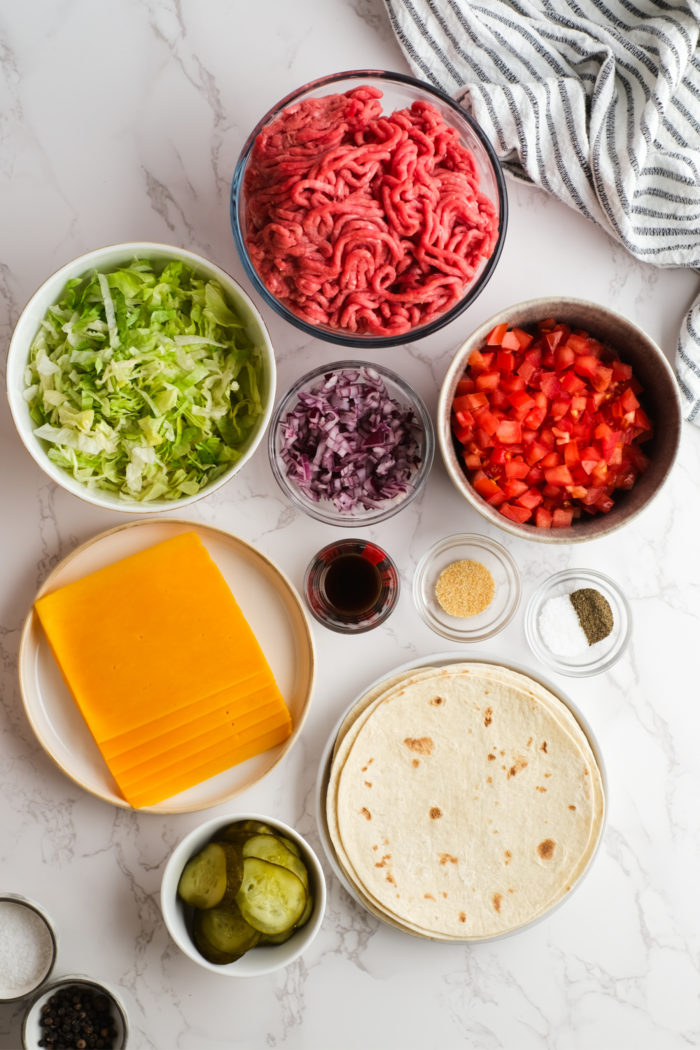 ingredients to make taco burgers