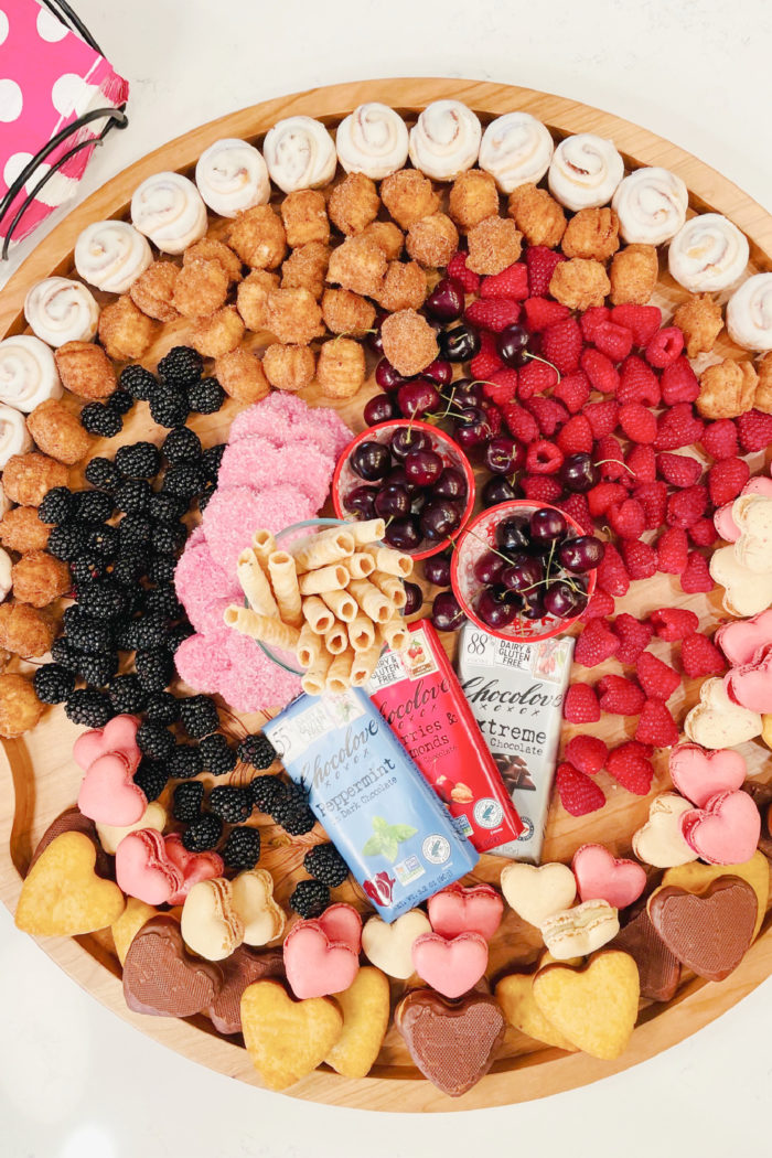 Valentine’s Day Sweet Snacks on big board