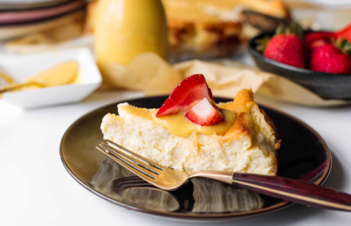 plate of Sicilian Cheesecake with a fork