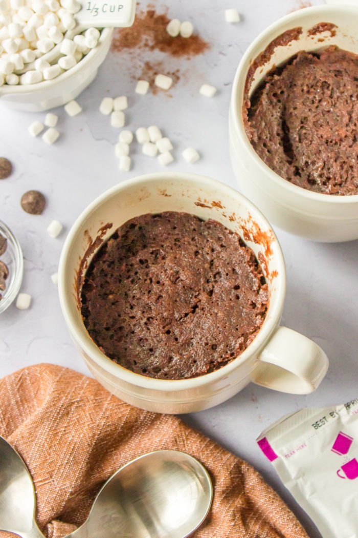 making a cocoa mug cake