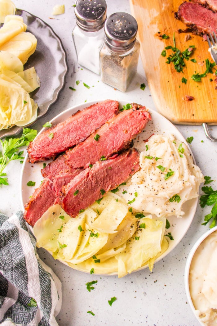 serving smoked corned beef and cabbage