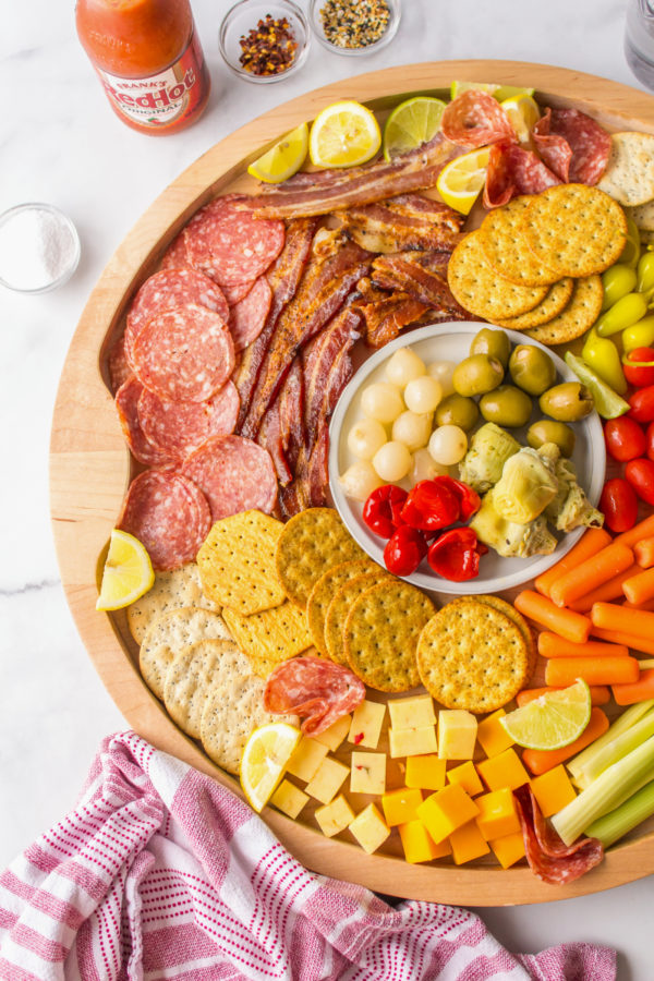 Bloody Mary Charcuterie Board - Reluctant Entertainer