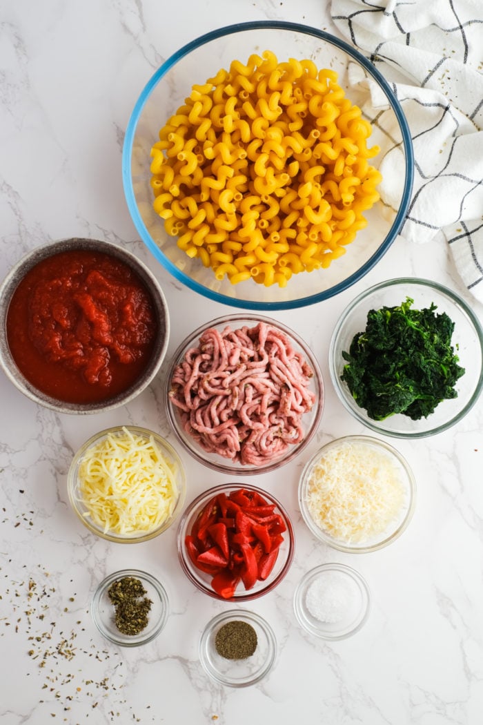 ingredients for sausage pasta bake recipe