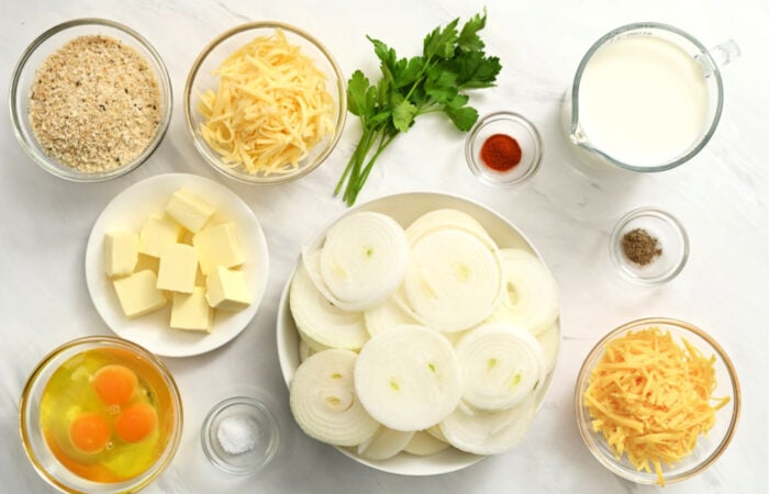ingredients to make a Vidalia Onion Casserole