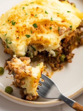 bite of Shepherd Pie with potatoes