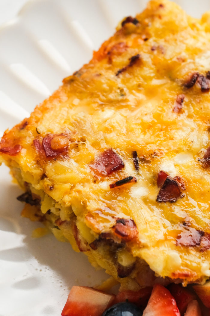 serving of cheesy breakfast casserole