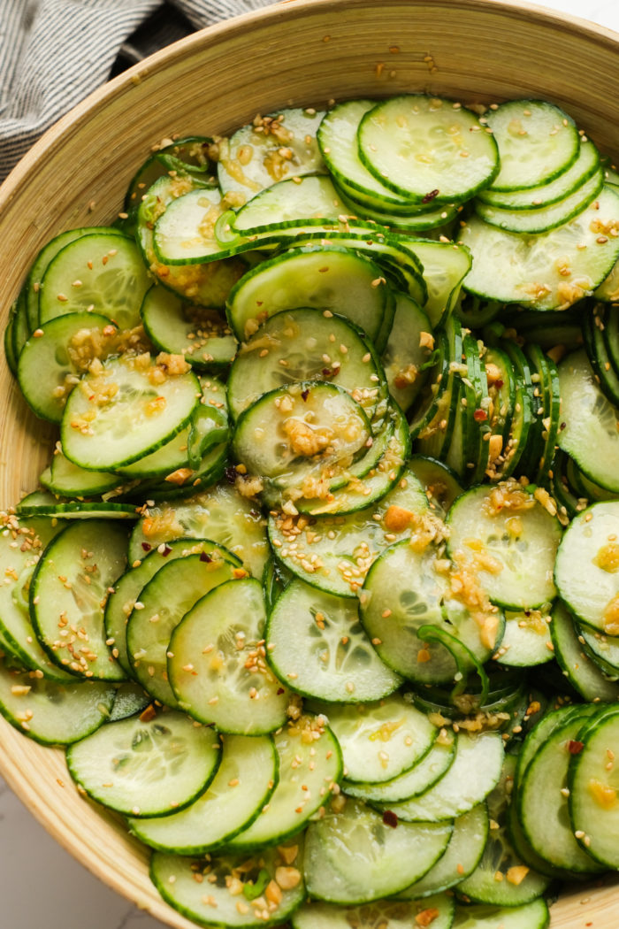 a mixed Asian Cucumber Salad