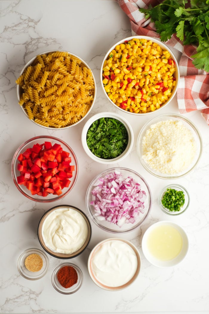 ingredients to make a Mexican Street Corn Salad