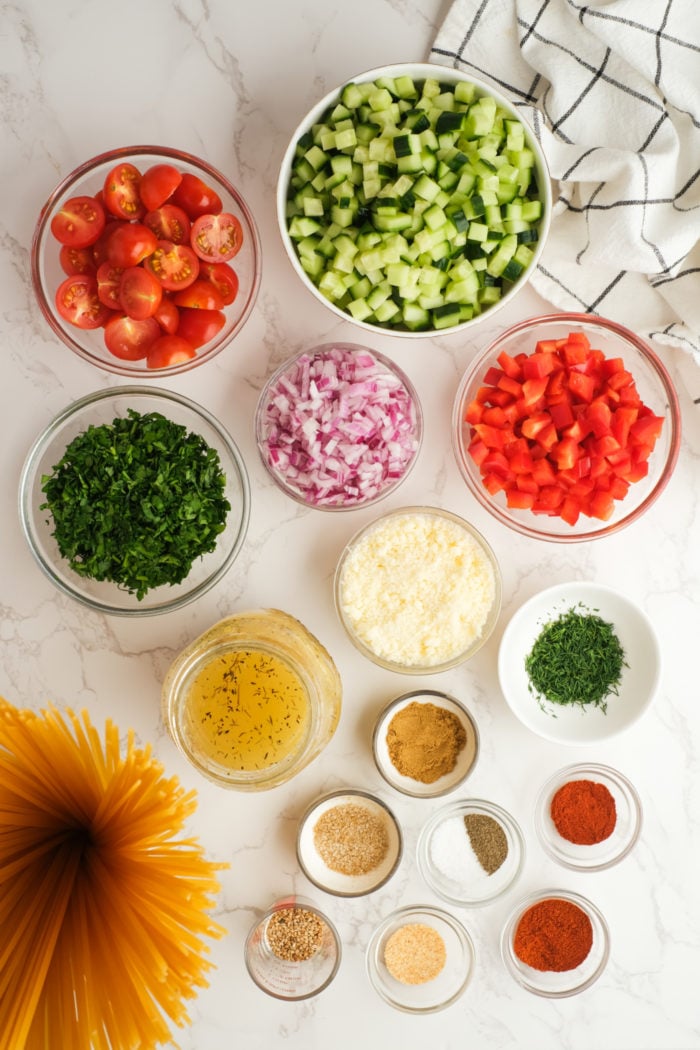 ingredients to make a Linguine Salad