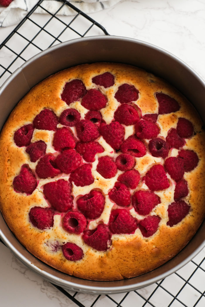 freshly baked Summer Raspberry Cake