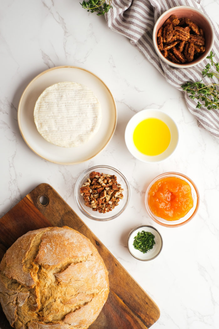ingredients to make a Baked Brie Bread Bowl
