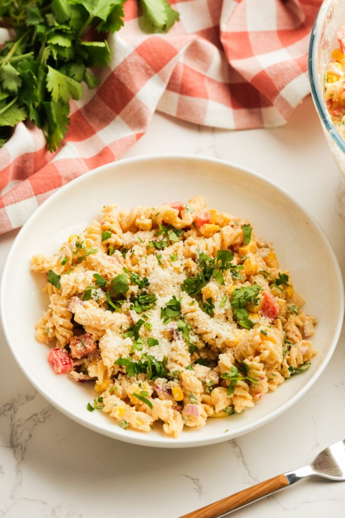 serving of Mexican Corn Pasta Salad