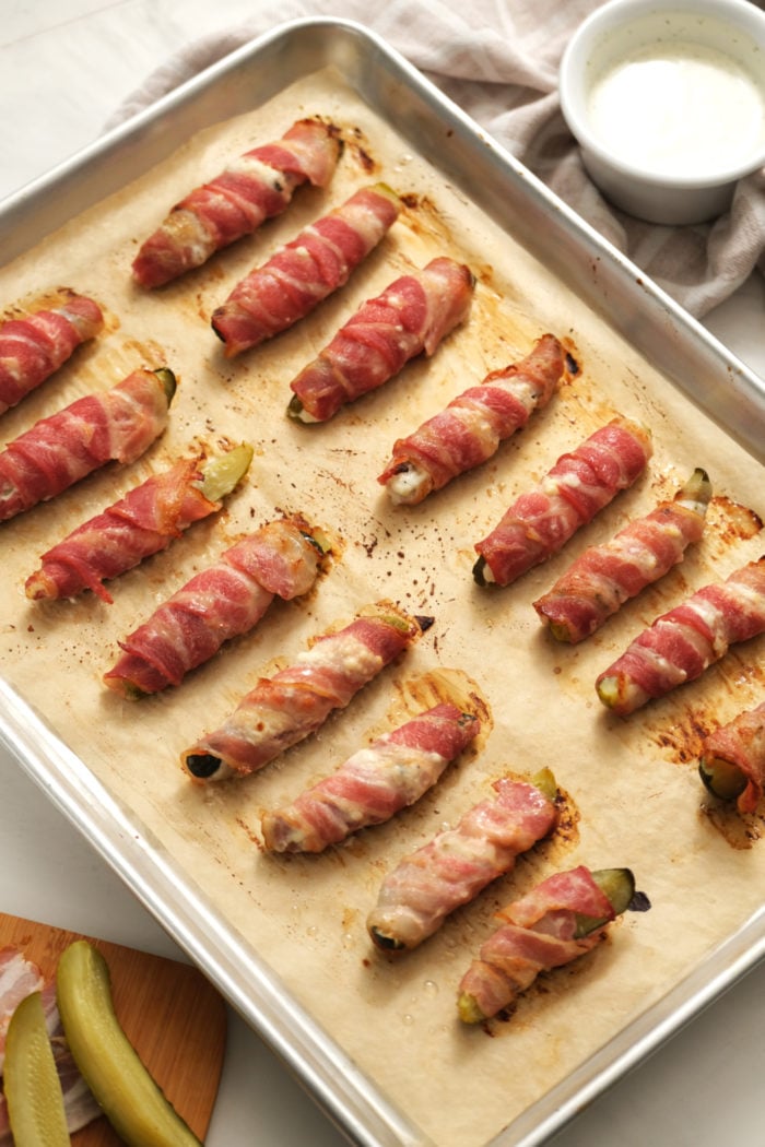 baked pan of poppers (with pickles)