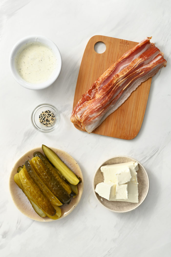 ingredients to make Bacon Ranch Pickle Poppers