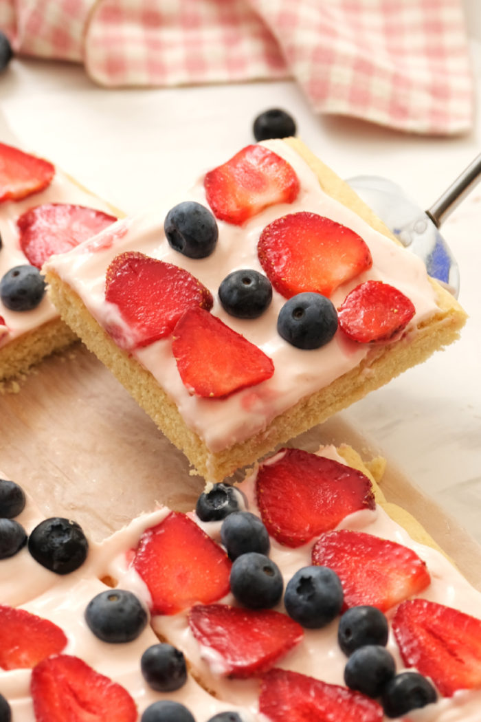 a serving of 4th of July Fruit Pizza