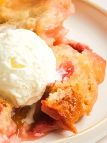 Strawberry-Peach Cobbler and vanilla ice cream