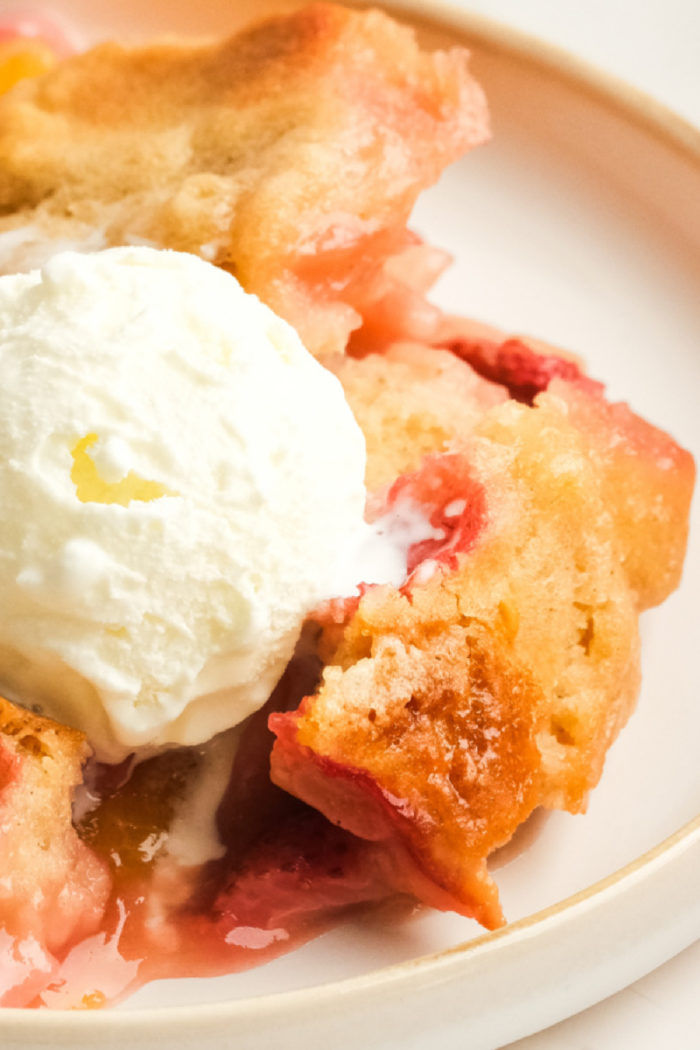 Strawberry-Peach Cobbler and vanilla ice cream