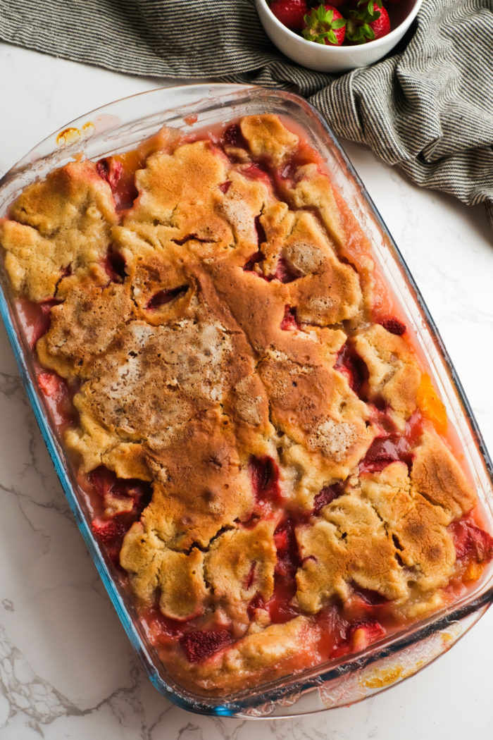 crusty topping on Strawberry-Peach Cobbler