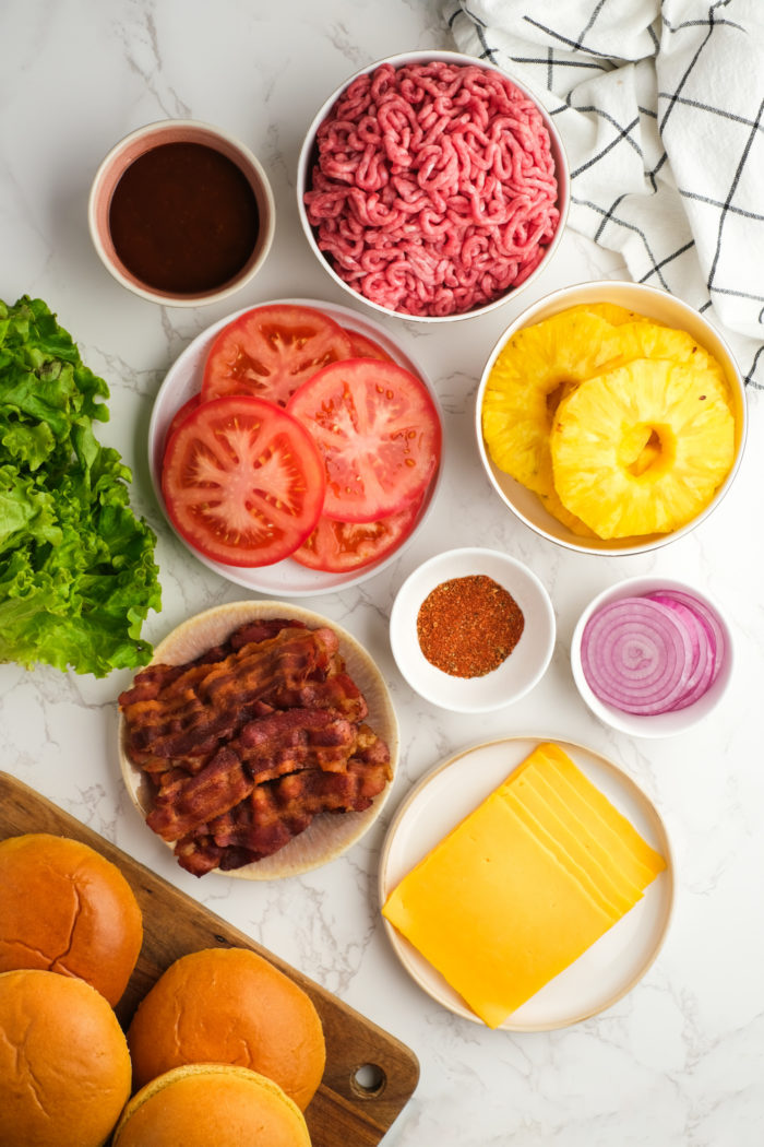 ingredients to make Hawaiian Burgers