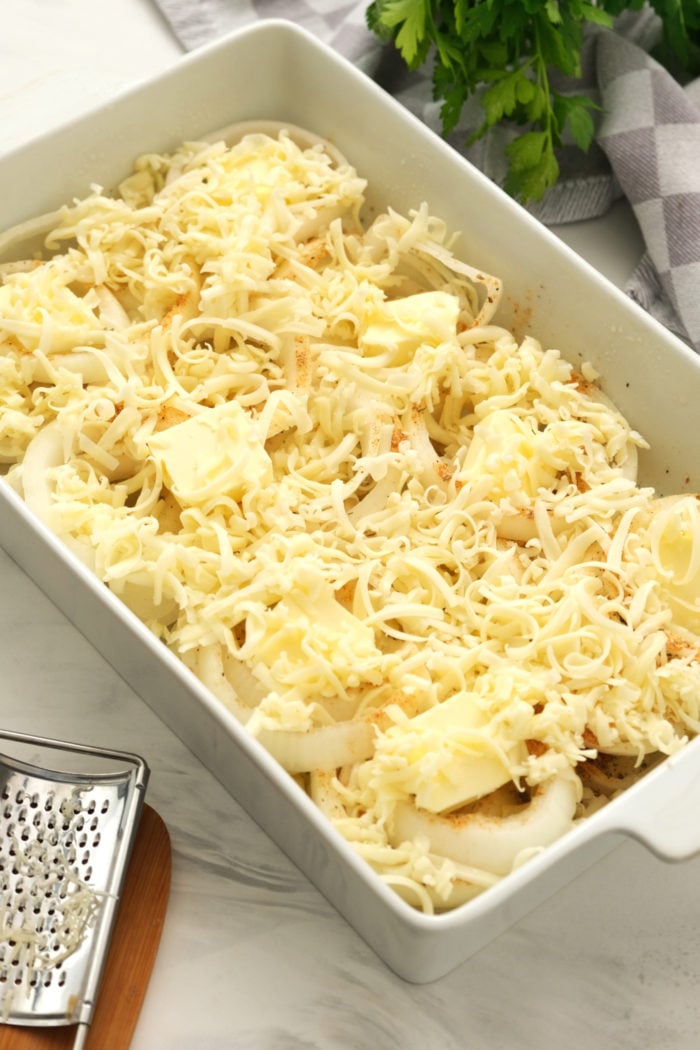 ading butter to onions before baking