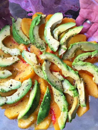 a fresh peach and avocado salad